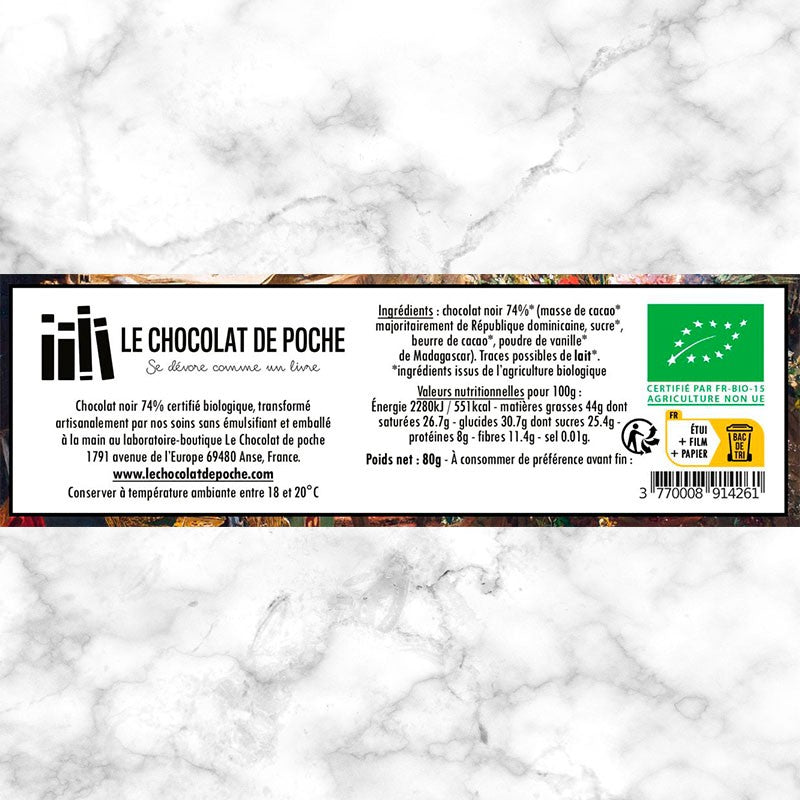 Noir 74% BIO, République dominicaine - Souvenir d'une lettre de Rilke à un jeune poète