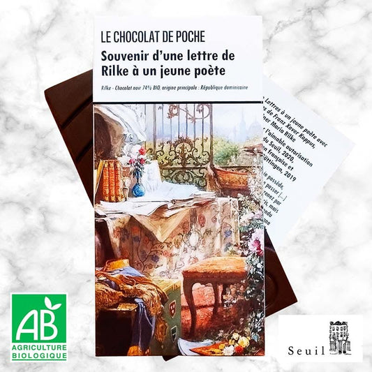 Noir 74% BIO, République dominicaine - Souvenir d'une lettre de Rilke à un jeune poète