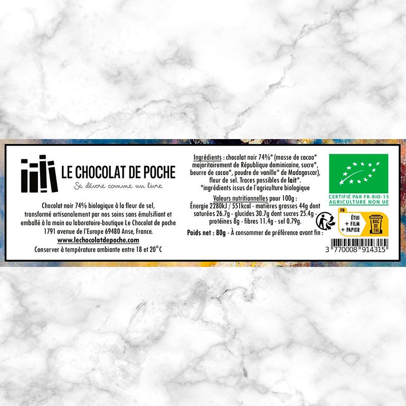 Noir 74% BIO à la fleur de sel - Quand le ciel, un moment, nous a paru si tendre