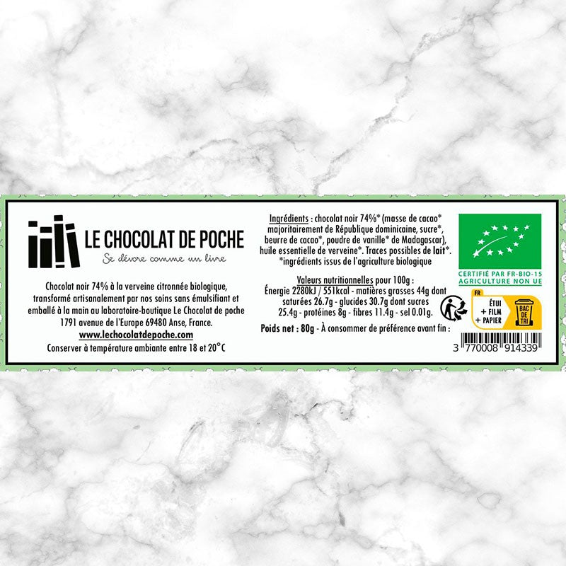 Noir 74% à la verveine citronnée BIO - S'il vous plaît... Dessine-moi un mouton !