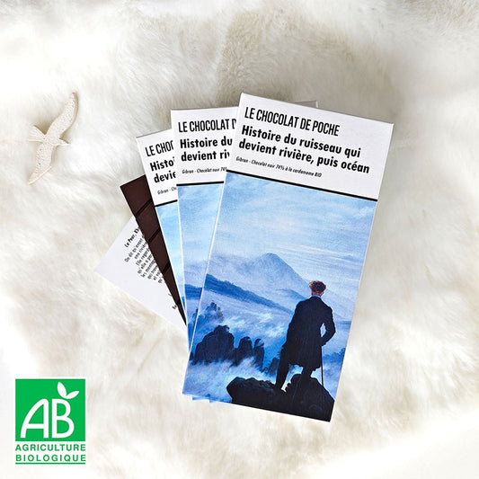 Noir 74% à la cardamome BIO - Histoire du ruisseau qui devient rivière, puis océan