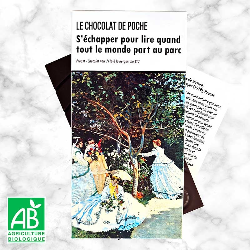 Noir 74% bergamote BIO - S'échapper pour lire quand tout le monde part au parc