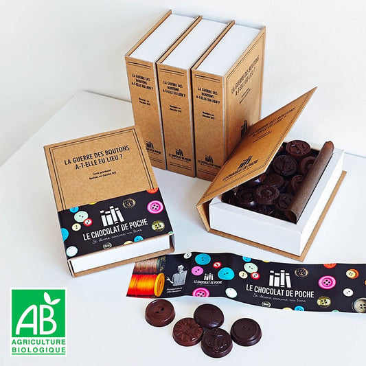 Boîte-livre chocolats BIO - La Guerre des boutons a-t-elle eu lieu ?