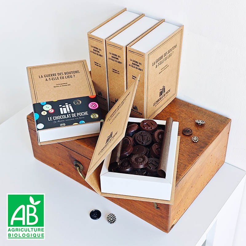 Boîte-livre chocolats BIO - La Guerre des boutons a-t-elle eu lieu ?