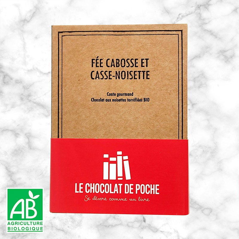 Boîte-livre chocolat noisette BIO - Fée Cabosse et Casse-Noisette