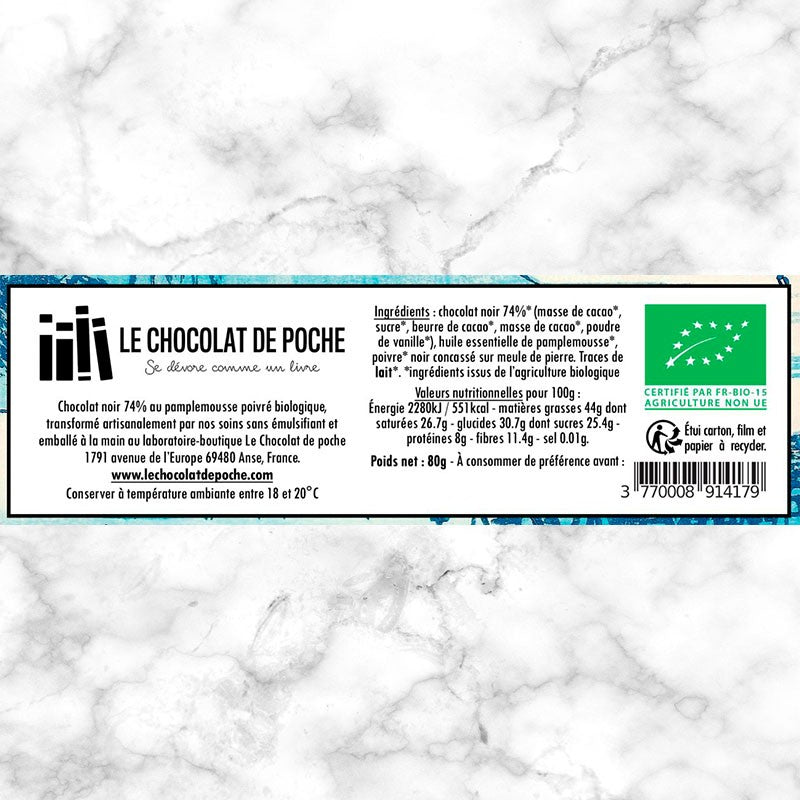 Noir 74% pamplemousse poivré BIO - Le courage face au désordre infini de la vie