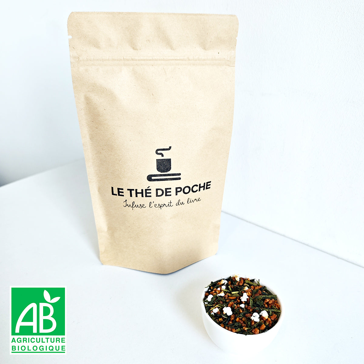 Éco-recharge genmaicha BIO, thé vert de la région de Miyazaki, Japon