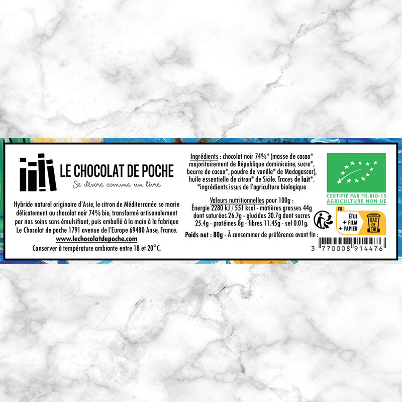 Noir 74% citronné BIO - Du jardin d'Eden à la Côte d'Azur, le citron se raconte