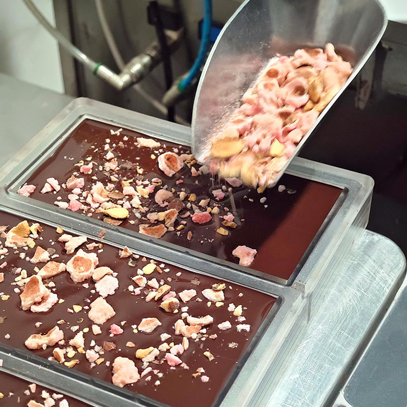 Noir 74% éclats d'amandes et de pralines roses BIO - Petite histoire de l'amandier en fleurs de Van Gogh