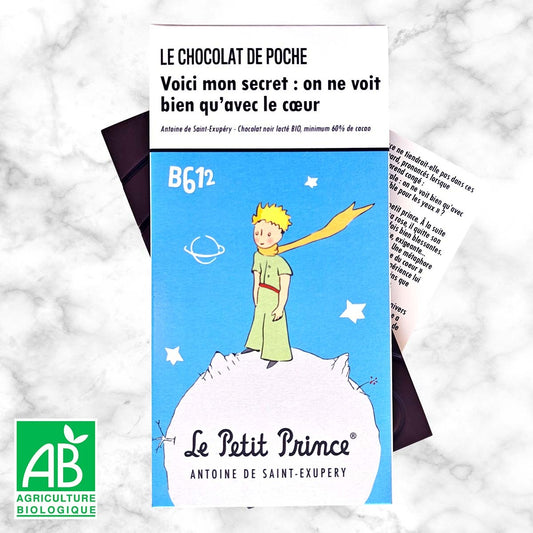 Noir lacté 60% BIO - Voici mon secret : on ne voit bien qu'avec le coeur
