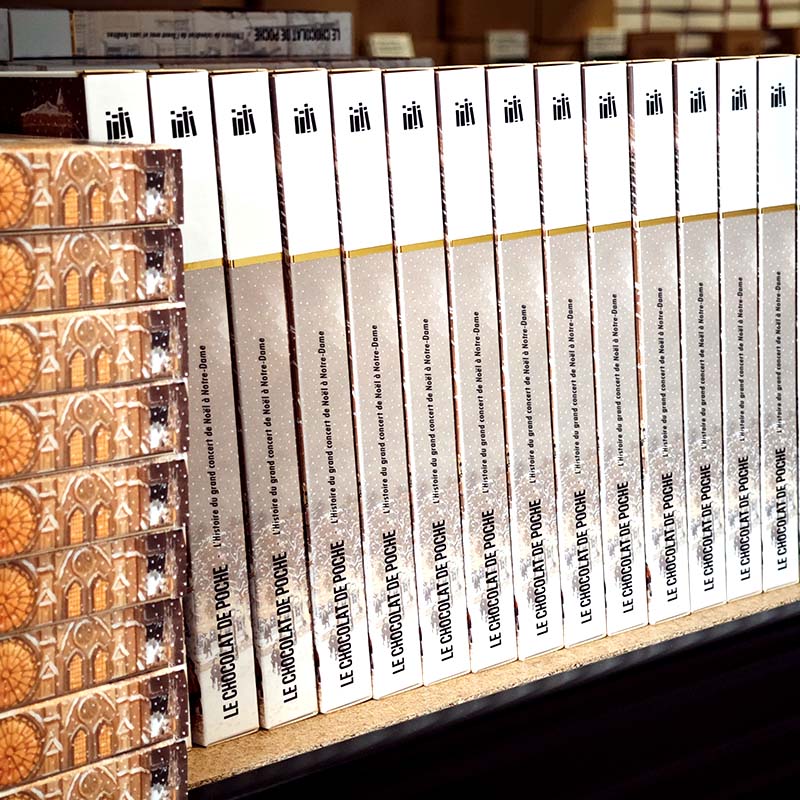 Grande tablette de l'Avent et de Noël - noir 74% pain d'épices BIO - L'Histoire du grand concert de Noël à Notre-Dame