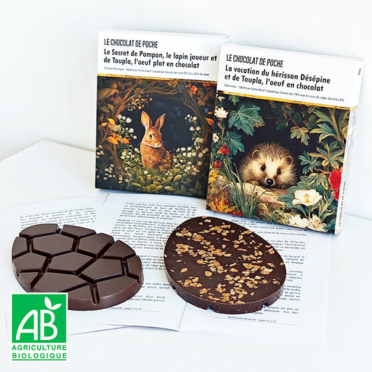 Duo de tablettes-oeufs Toupla avec Pompon le lapin joueur et le hérisson Désépine